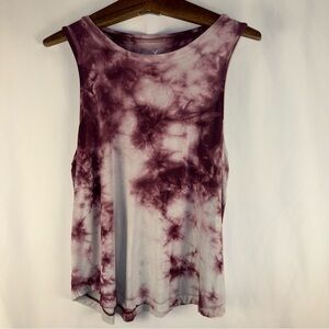 American Eagle Outfitters Maroon and White Tie-Dye Tank Top